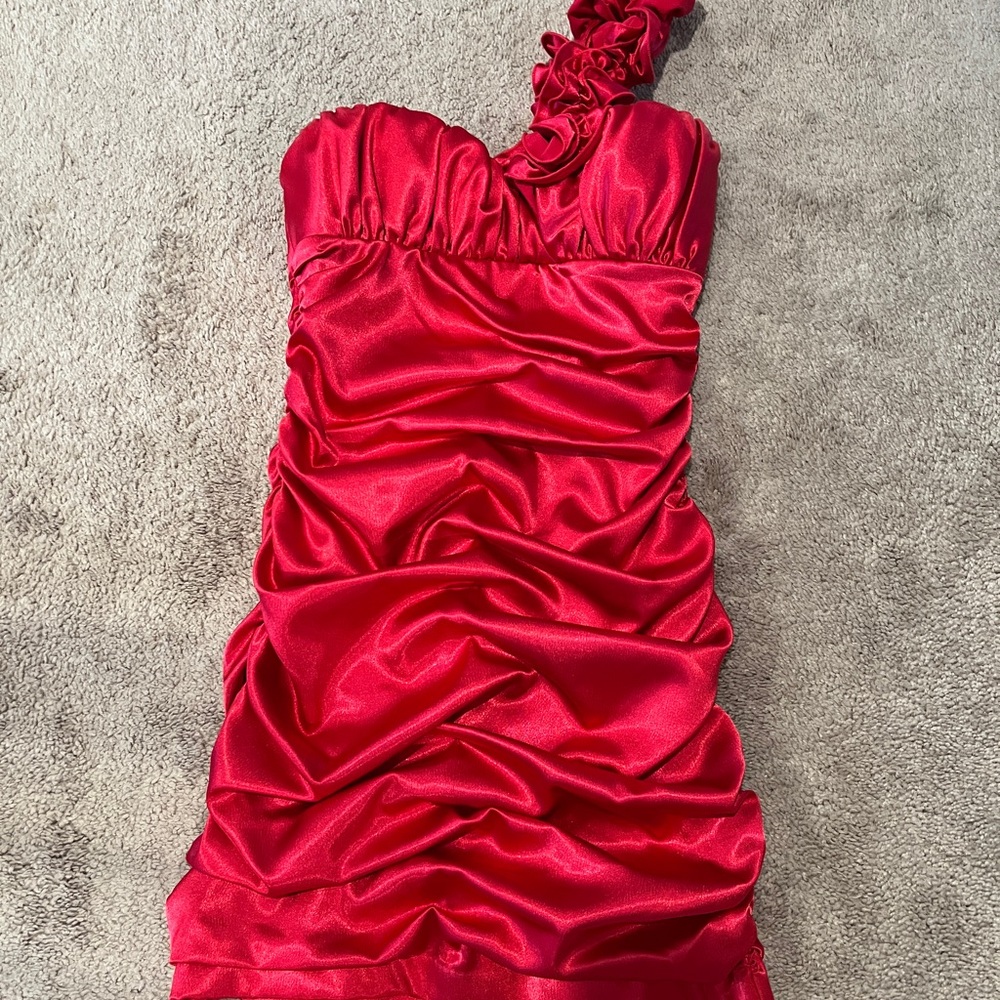 My Michelle hot pink Ruffled One-Shoulder Bodycon Dress